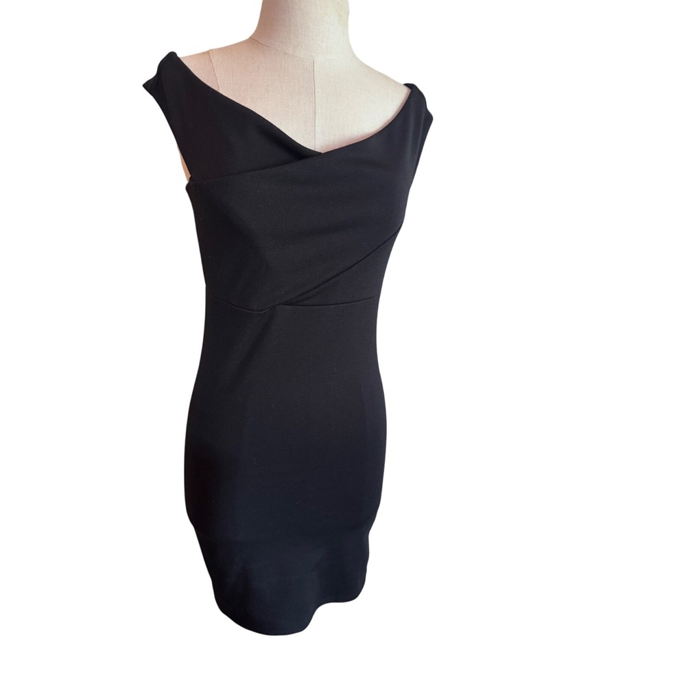 G by GUESS Womens Black Off The Shoulder Crossover Bodycon Mini Dress Small LBD